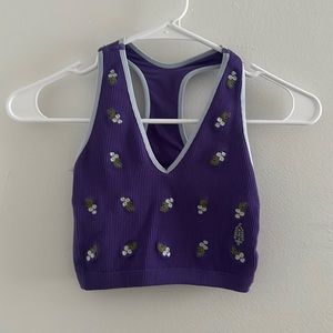 Free People Floral Embroidered Halter Tank